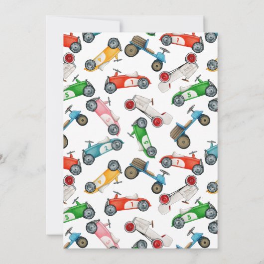 Fast One Red Race Car Boy 1st Birthday Party Kaart (Achterkant)