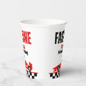Fast One Red Race Car Boy 1st Birthday Party Papieren Bekers (Rechts)