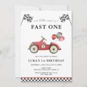 Fast One Red Race Car Boys 1e verjaardag Kaart (Voorkant)