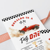 Fast One Red raceauto Boy 1st Birthday Foto Kaart