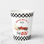 Fast One Red raceauto Boy 1st Birthday Papieren Bekers (Achterkant)