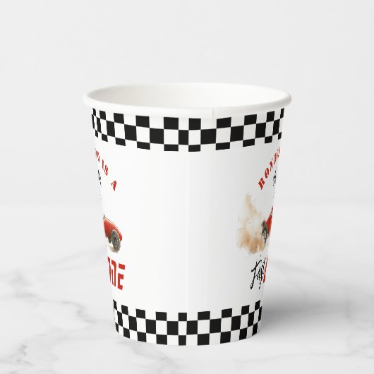 Fast One Red raceauto Boy 1st Birthday Papieren Bekers (Rechts)