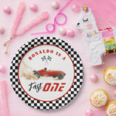 Fast One Red racewagen Boy 1st Birthday Balloon Papieren Bordje (Feest)