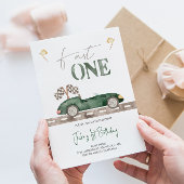 Fast ONE Retro Race Auto Verjaardag uitnodiging