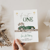 Fast ONE Retro Race Auto Verjaardag uitnodiging