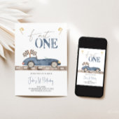 Fast ONE Retro Race Auto Verjaardag uitnodiging