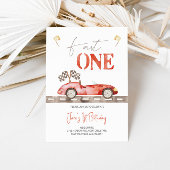 Fast ONE Retro Race Auto Verjaardag uitnodiging