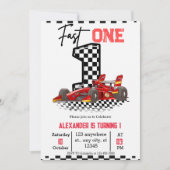  Fast One Speed Red Race 1st Birthday Boy Kaart (Voorkant)