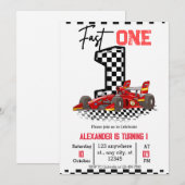  Fast One Speed Red Race 1st Birthday Boy Kaart (Voorkant / Achterkant)