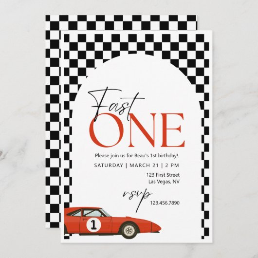 Fast One verjaardagsfeestuitnodiging Kaart (Voorkant / Achterkant)