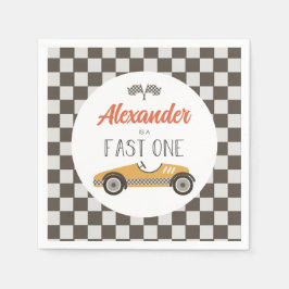 Fast One yellow Race Car Birthday Servet