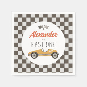Fast One yellow Race Car Birthday Servet