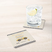 Fast One Yellow Race Car Kinder eerste verjaardag Kartonnen Onderzetters (Insitu)