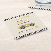 Fast One Yellow Race Car Kinder eerste verjaardag