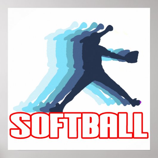 Fast Pitch Softball Silhouette Poster (Voorkant)
