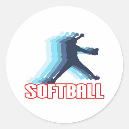Fast Pitch Softball Silhouette Ronde Sticker (Voorkant)