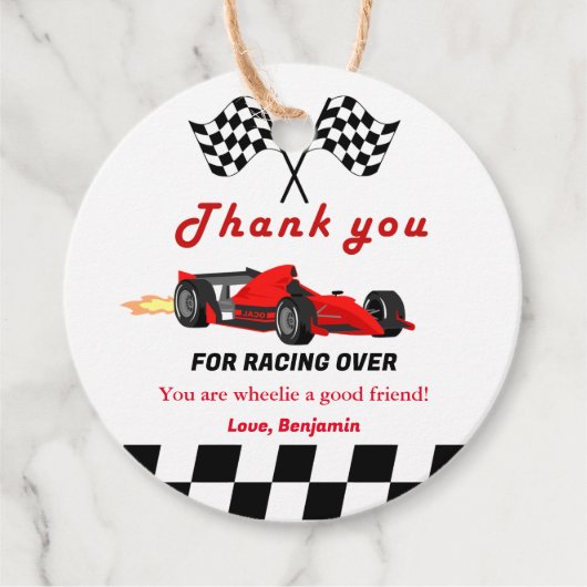 Fast Race Car Boy Bedankt Verjaardag Bedankjes Labels (Voorkant)