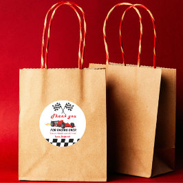 Fast Race Car Boy Bedankt Verjaardag Ronde Sticker