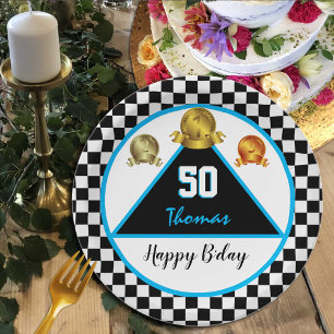Fast Racer Birthday Borden, Racing Boy Jubileum Papieren Bordje