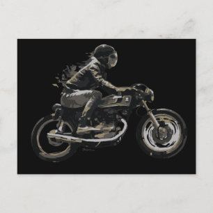 Fast Racing Cafe Racer Motorcyle Rider Briefkaart