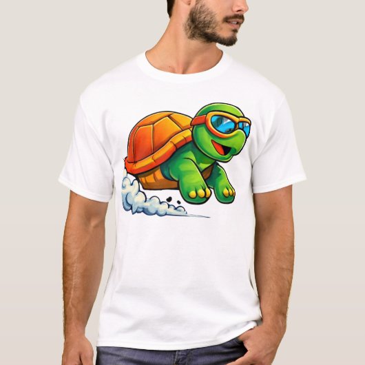 Fast Racing Turtle Cartoon Design T-shirt (Voorkant)
