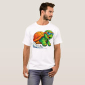 Fast Racing Turtle Cartoon Design T-shirt (Voorkant volledig)