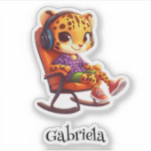 Fast Rocking Cheetah Gepersonaliseerde Vinyl Stick Sticker (Voorkant)