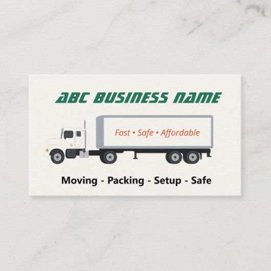 Fast Safe Moving Company Visitekaartje (Voorkant)
