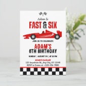 Fast & Six Race Car Boy 6e verjaardagsfeestje Kaart (Staand voorkant)