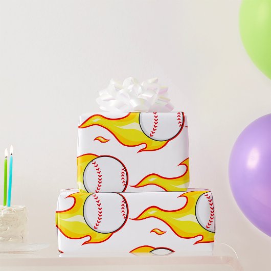 Fastball Flame Baseball Sports Cadeaupapier