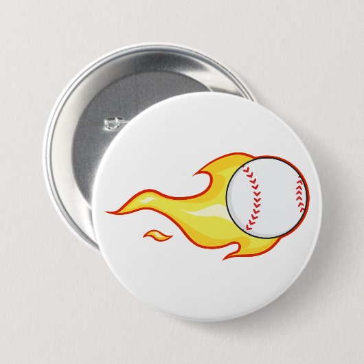 Fastball Flame Baseball Sports Ronde Button 7,6 Cm (Voorkant /achterkant)