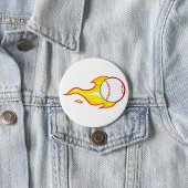 Fastball Flame Baseball Sports Ronde Button 7,6 Cm