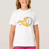 Fastball Flame Baseball Sports T-shirt (Voorkant)