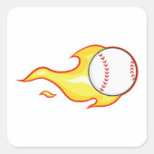 Fastball Flame Baseball Sports Vierkante Sticker (Voorkant)