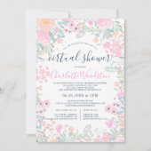 Fastel floral waterverf script virtuele douche kaart (Voorkant)