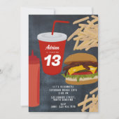 Fastfood Burger Fries Barbecue Verjaardag Kaart (Voorkant)