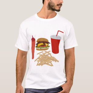 Fastfood Burger Fries illustratie T-shirt