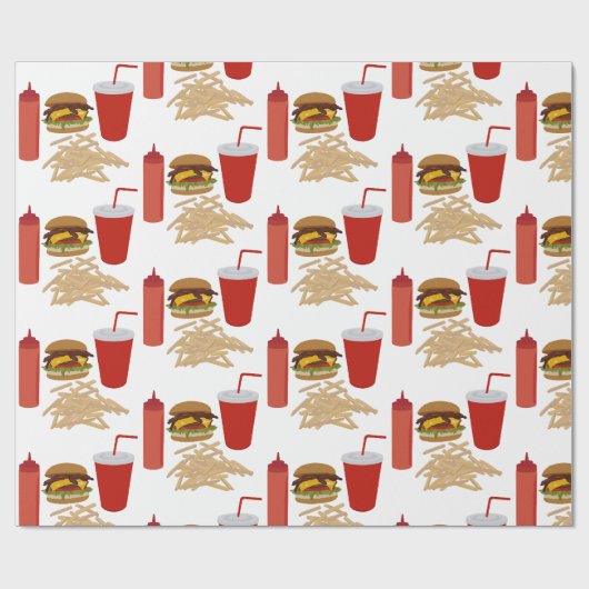 Fastfood Burger Fries Patroon Cadeaupapier (Vlak)