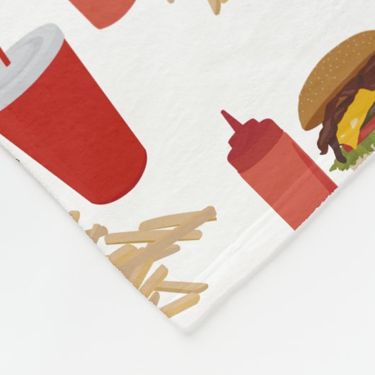 Fastfood Burger Fries Patroon Fleece Deken (Hoek)