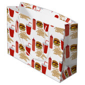 Fastfood Burger Fries Patroon Groot Cadeauzakje (Achterkant Gekanteld)