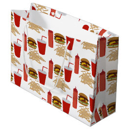 Fastfood Burger Fries Patroon Groot Cadeauzakje