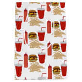 Fastfood Burger Fries Patroon Medium Cadeauzakje (Voorkant)