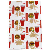 Fastfood Burger Fries Patroon Medium Cadeauzakje (Achterkant)