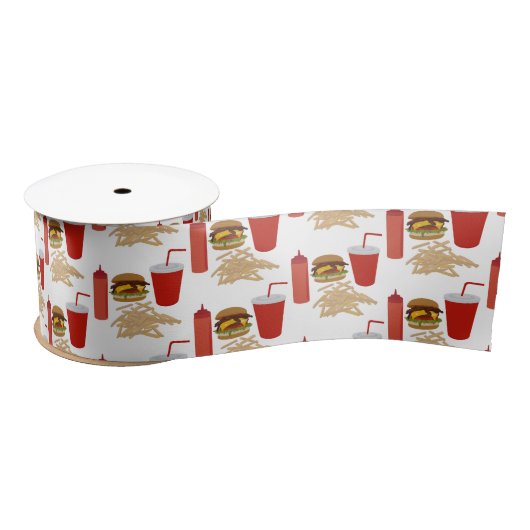 Fastfood Burger Fries Patroon Satijnen Lint (Spoel)