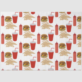 Fastfood Burger Fries Patroon Tissuepapier