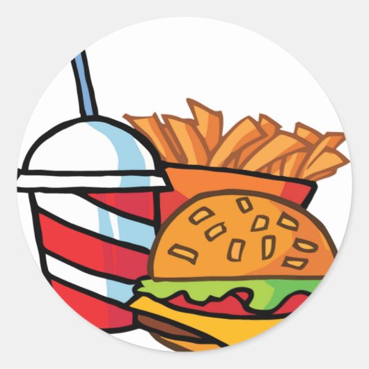 Fastfood cheeseburger ronde sticker (Voorkant)