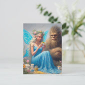 Fastfood diner met Sasquatch en de fee Briefkaart (Staand voorkant)