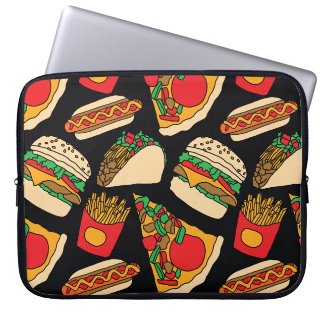 Fastfood Fiesta:  patroonisolatie Laptop Sleeve (Voorkant)