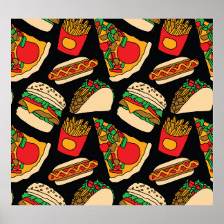 Fastfood Fiesta: patroonisolatie Poster