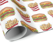 Fastfood Hamburger Burger Cheeseburger Fries Cadeaupapier (Rol Hoek)